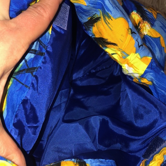 Bahama/Barbados Cloth Bag with Bamboo Handles-15x10-Blue/Black/Orange-EUC - Picture 12 of 13